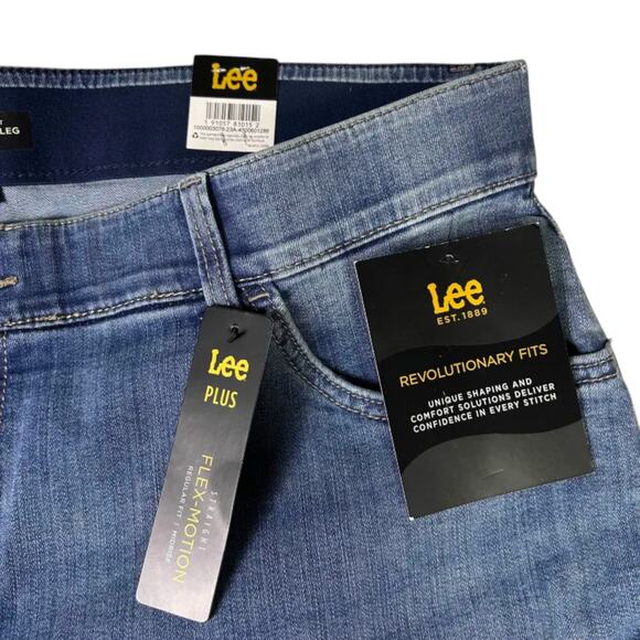 NWT Lee Flex Motion Juniper Jeans Regular Fit Straight Leg Mid Rise Women's 20W - Picture 5 of 10